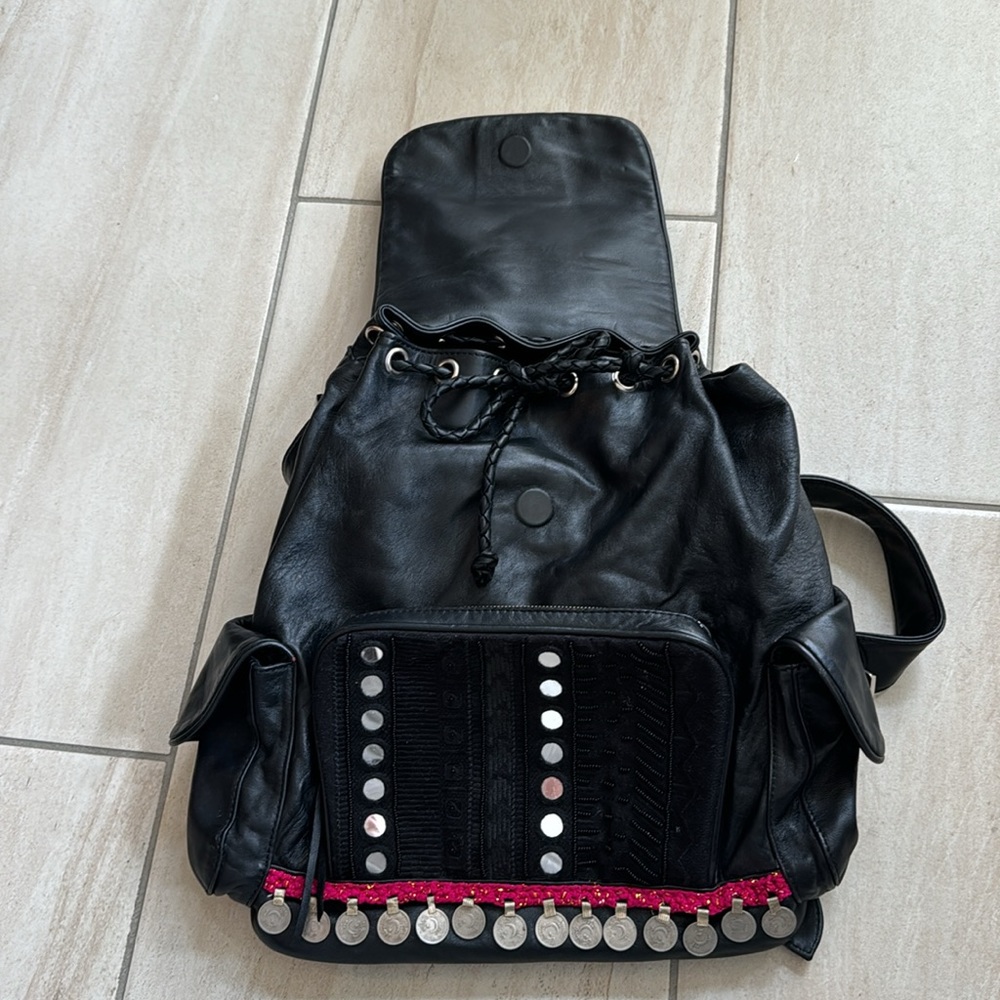 Revolve Simone Camille the mirror leather backpack in black - Picture 4 of 8